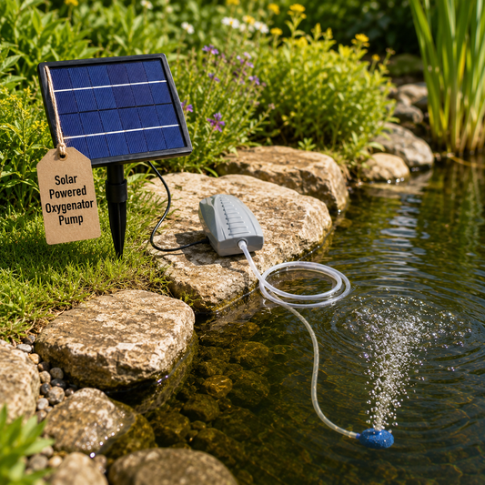 Solar Powered Pond Air Pump & Oxygenator for Garden Ponds, Fish Tanks & Outdoor Water Features