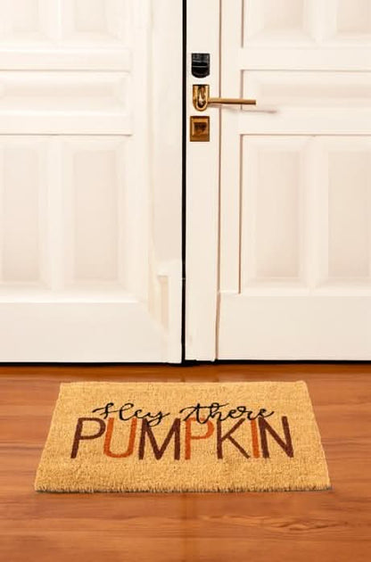 'Hey There Pumpkin' Autumn Coir Door Mat