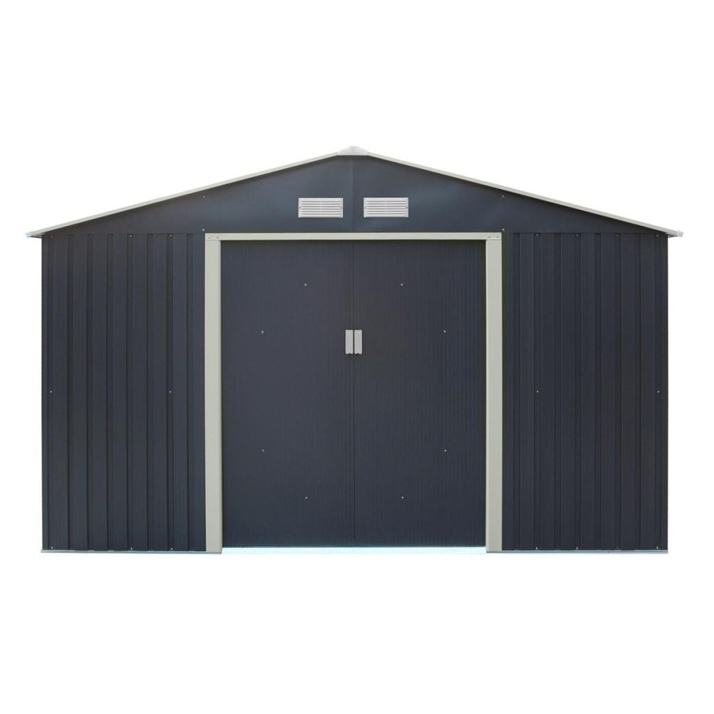 Rowlinson Trentvale Metal Apex Shed 10'x8' - Dark Grey
