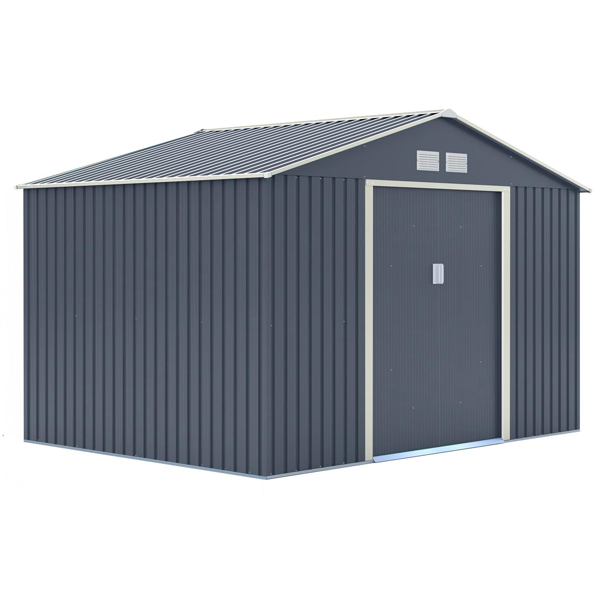 Rowlinson Trentvale Metal Apex Shed 10'x8' - Dark Grey