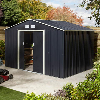 Rowlinson Trentvale Metal Apex Shed 10'x8' - Dark Grey