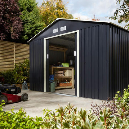 Rowlinson Trentvale Metal Apex Shed 10'x8' - Dark Grey