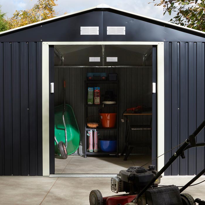 Rowlinson Trentvale Metal Apex Shed 10'x8' - Dark Grey