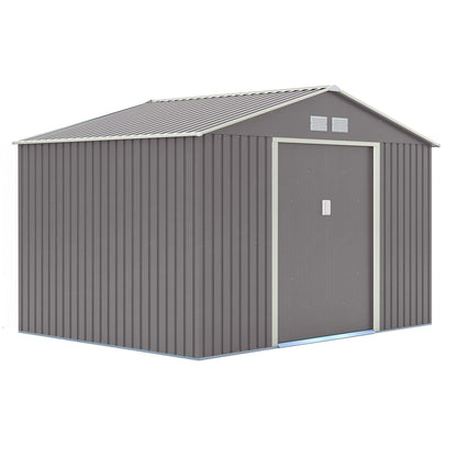 Rowlinson Trentvale Metal Apex Shed 10'x8' - Light Grey