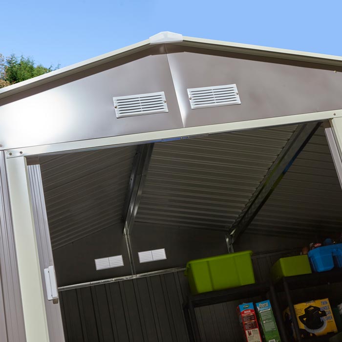 Rowlinson Trentvale Metal Apex Shed 10'x8' - Light Grey