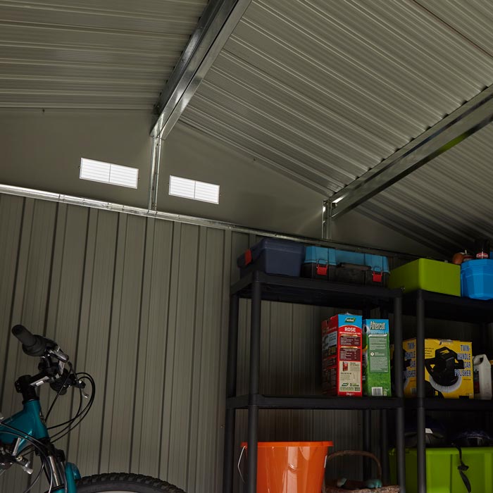 Rowlinson Trentvale Metal Apex Shed 10'x8' - Light Grey