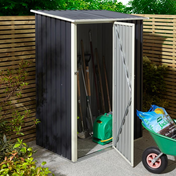 Rowlinson Trentvale Metal Pent Shed 5'x3' - Dark Grey