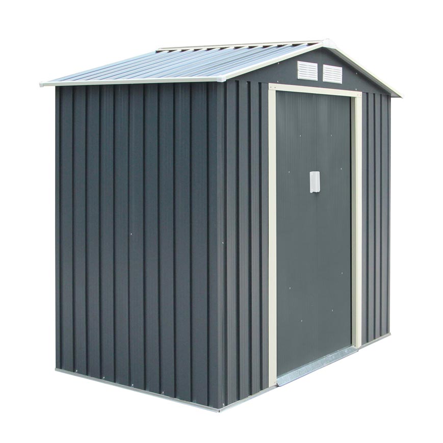 Rowlinson Trentvale Metal Apex Shed 6'x4' - Dark Grey