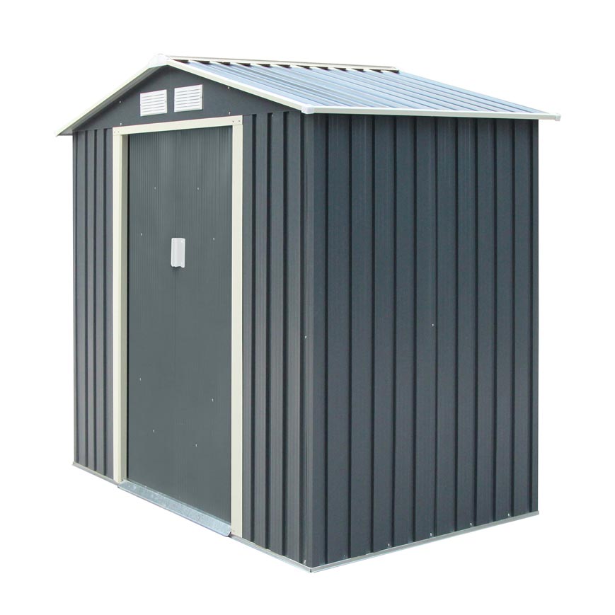 Rowlinson Trentvale Metal Apex Shed 6'x4' - Dark Grey