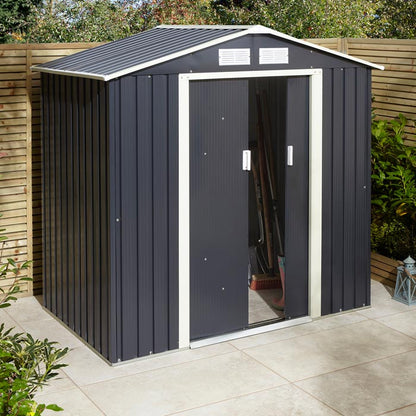 Rowlinson Trentvale Metal Apex Shed 6'x4' - Dark Grey