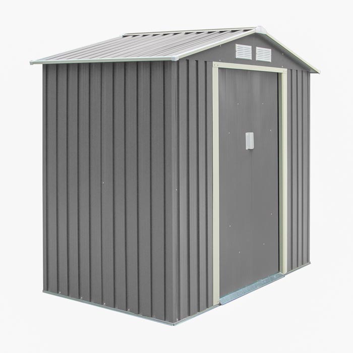 Rowlinson Trentvale Metal Apex Shed 6'x4' - Light Grey