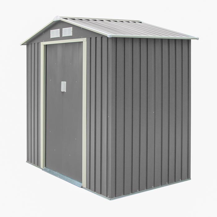 Rowlinson Trentvale Metal Apex Shed 6'x4' - Light Grey