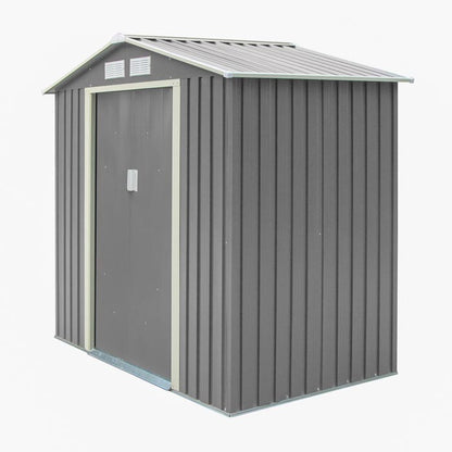 Rowlinson Trentvale Metal Apex Shed 6'x4' - Light Grey