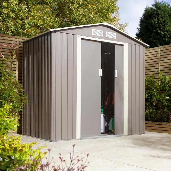 Rowlinson Trentvale Metal Apex Shed 6'x4' - Light Grey