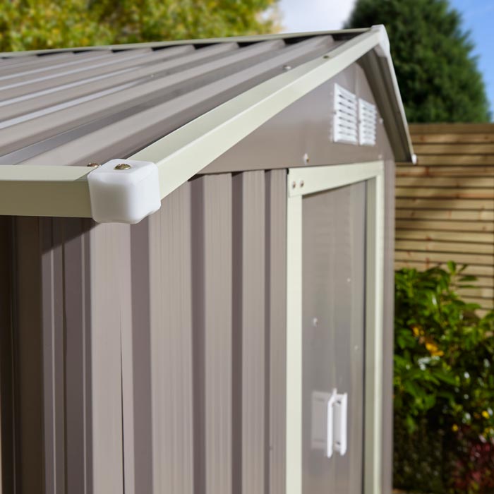 Rowlinson Trentvale Metal Apex Shed 6'x4' - Light Grey