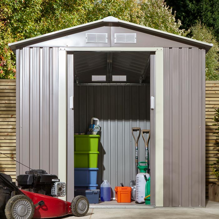 Rowlinson Trentvale Metal Apex Shed 6'x4' - Light Grey