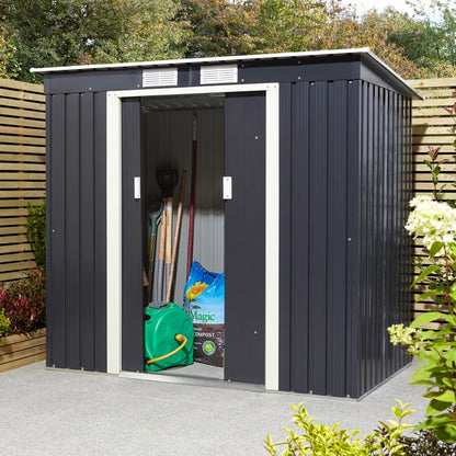 Rowlinson Trentvale Metal Pent Shed 6'x4' - Dark Grey