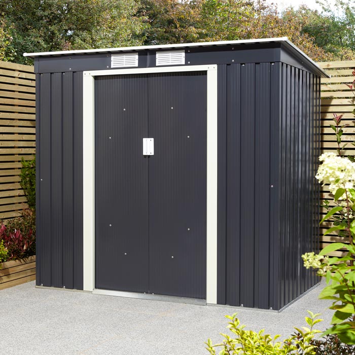 Rowlinson Trentvale Metal Pent Shed 6'x4' - Dark Grey