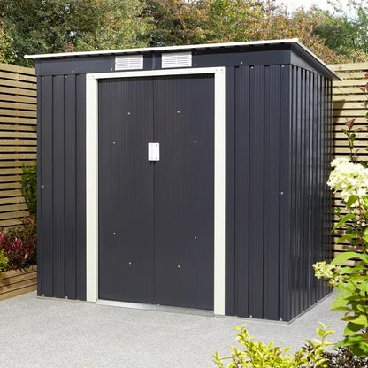 Rowlinson Trentvale Metal Pent Shed 6'x4' - Dark Grey
