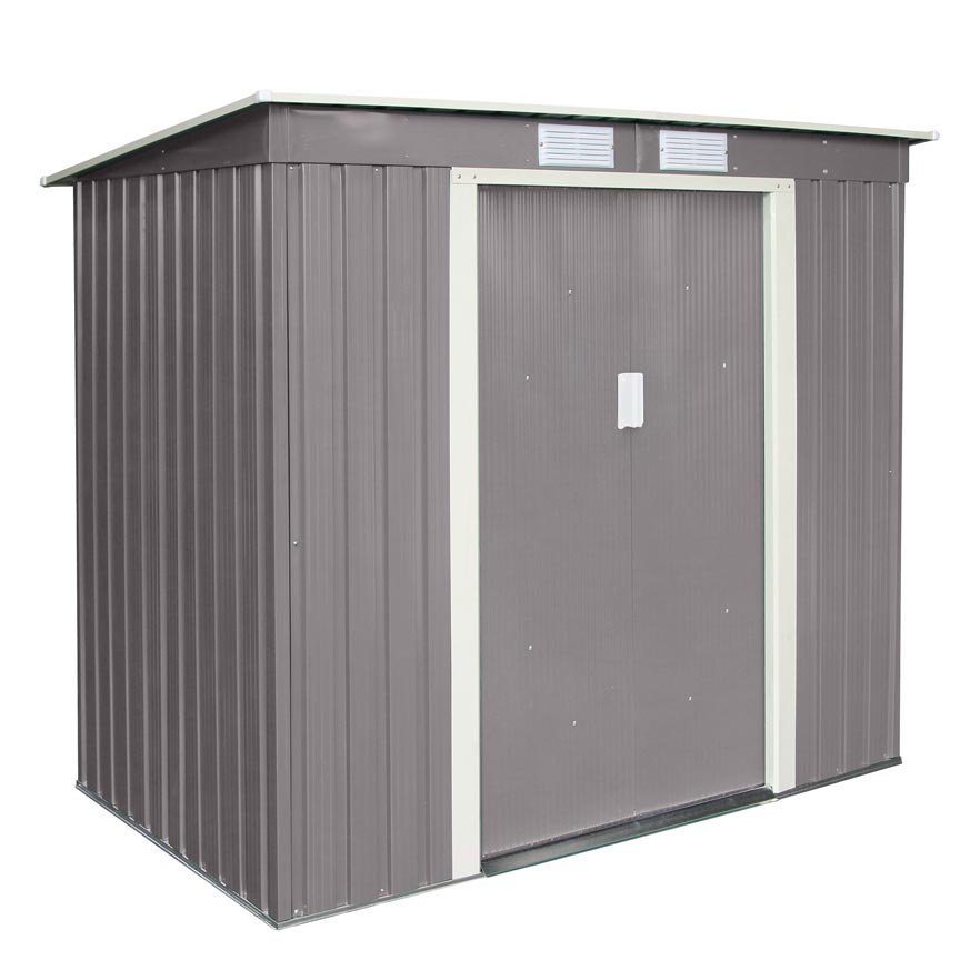 Rowlinson Trentvale Metal Pent Shed 6'x4' - Light Grey
