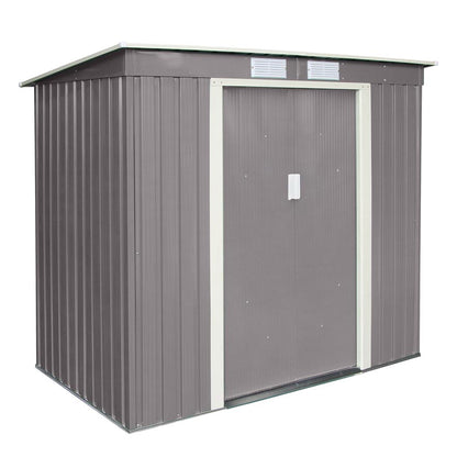 Rowlinson Trentvale Metal Pent Shed 6'x4' - Light Grey