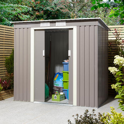 Rowlinson Trentvale Metal Pent Shed 6'x4' - Light Grey