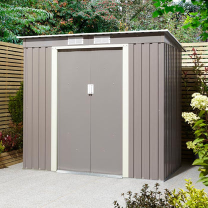 Rowlinson Trentvale Metal Pent Shed 6'x4' - Light Grey