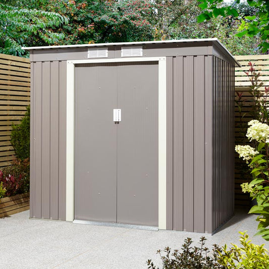 Rowlinson Trentvale Metal Pent Shed 6'x4' - Light Grey