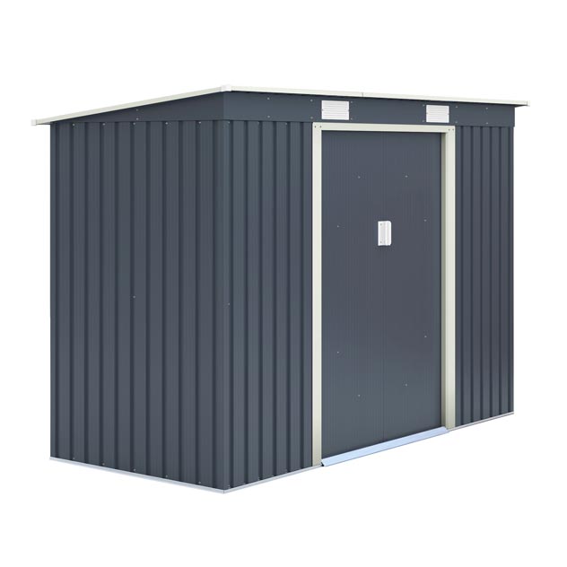 Rowlinson Trentvale Metal Pent Shed 8'x4' - Dark Grey