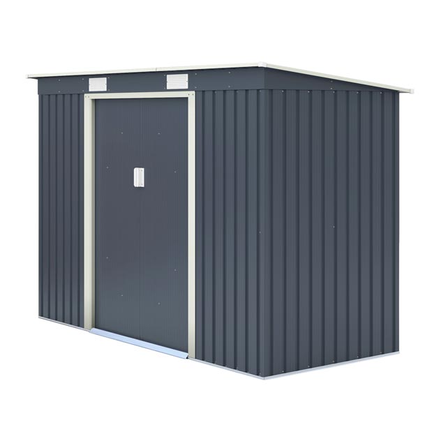 Rowlinson Trentvale Metal Pent Shed 8'x4' - Dark Grey