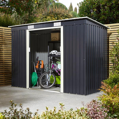 Rowlinson Trentvale Metal Pent Shed 8'x4' - Dark Grey