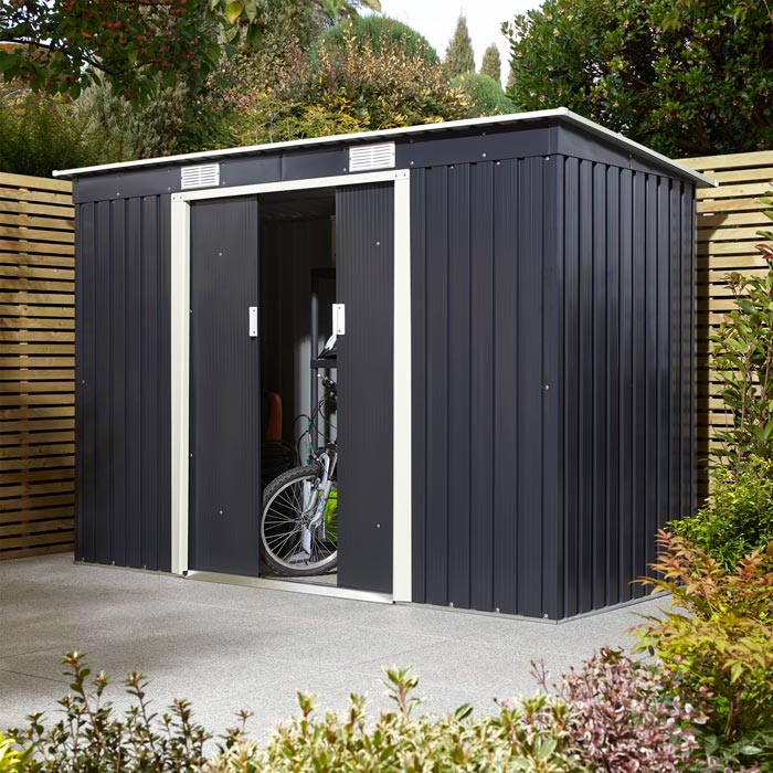 Rowlinson Trentvale Metal Pent Shed 8'x4' - Dark Grey