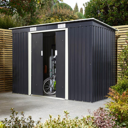 Rowlinson Trentvale Metal Pent Shed 8'x4' - Dark Grey