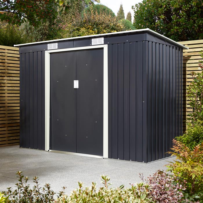 Rowlinson Trentvale Metal Pent Shed 8'x4' - Dark Grey