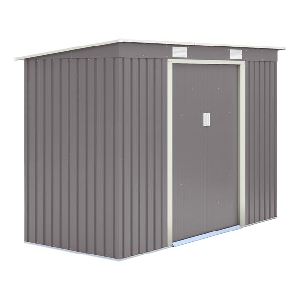 Rowlinson Trentvale Metal Pent Shed 8'x4' - Light Grey