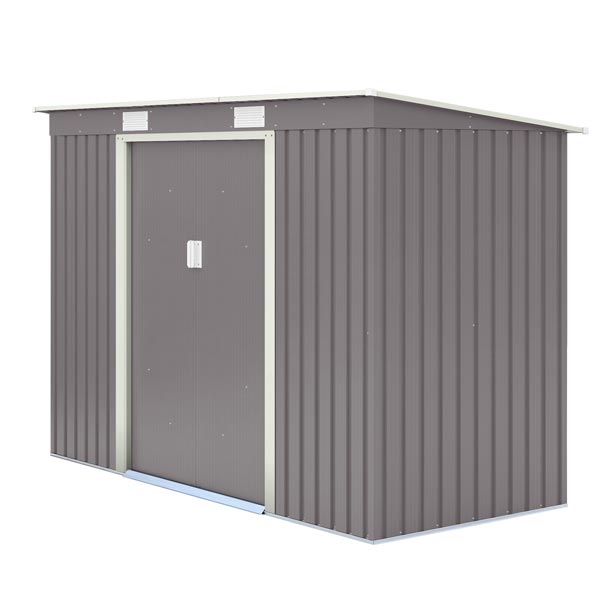 Rowlinson Trentvale Metal Pent Shed 6'x4' - Light Grey