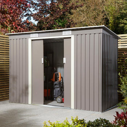 Rowlinson Trentvale Metal Pent Shed 8'x4' - Light Grey
