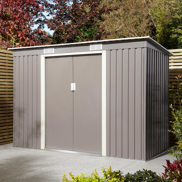 Rowlinson Trentvale Metal Pent Shed 8'x4' - Light Grey
