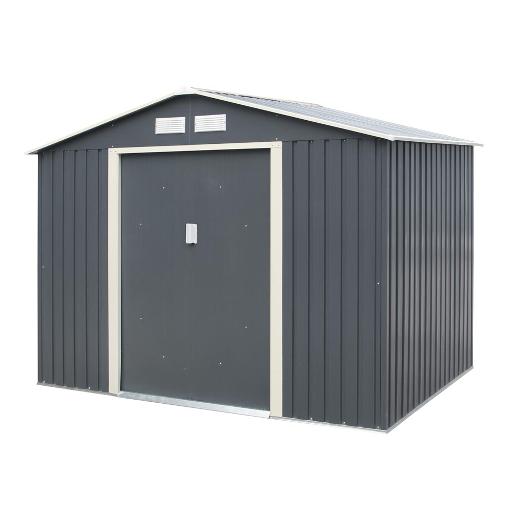 Rowlinson Trentvale Metal Apex Shed 8'x6' - Dark Grey