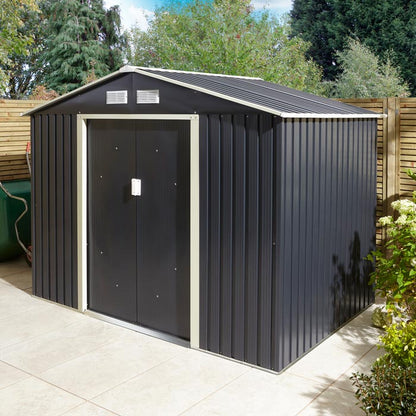 Rowlinson Trentvale Metal Apex Shed 8'x6' - Dark Grey