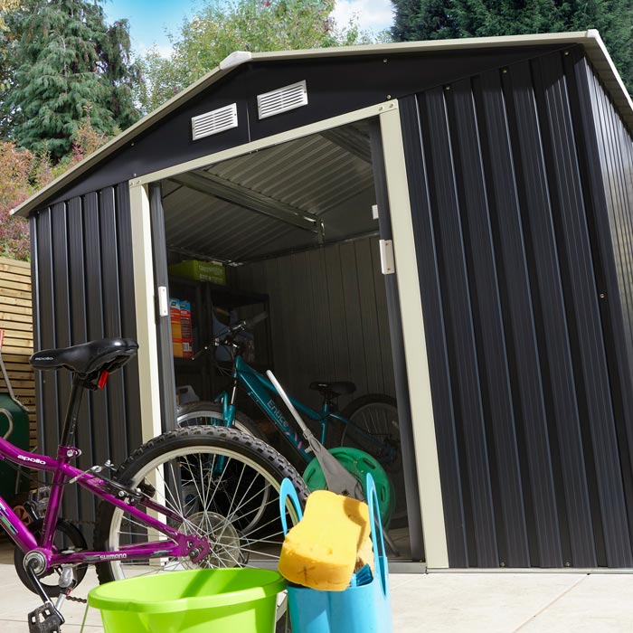 Rowlinson Trentvale Metal Apex Shed 8'x6' - Dark Grey
