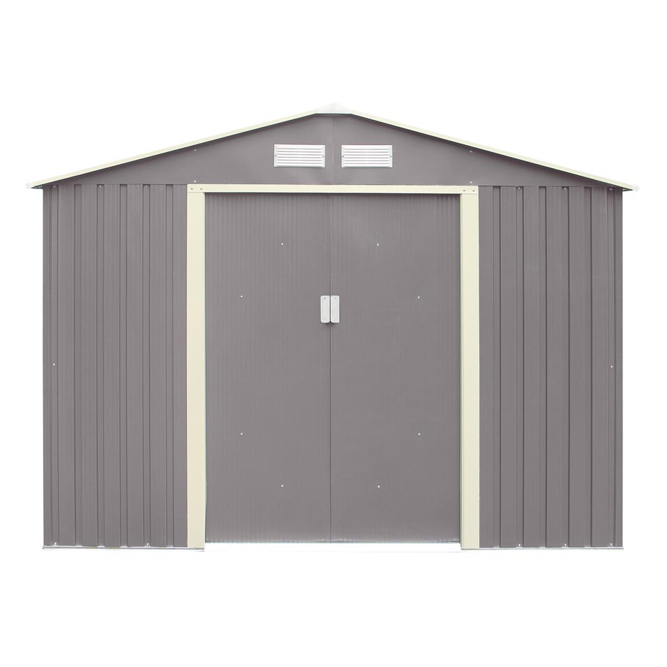 Rowlinson Trentvale Metal Apex Shed 8'x6' - Light Grey
