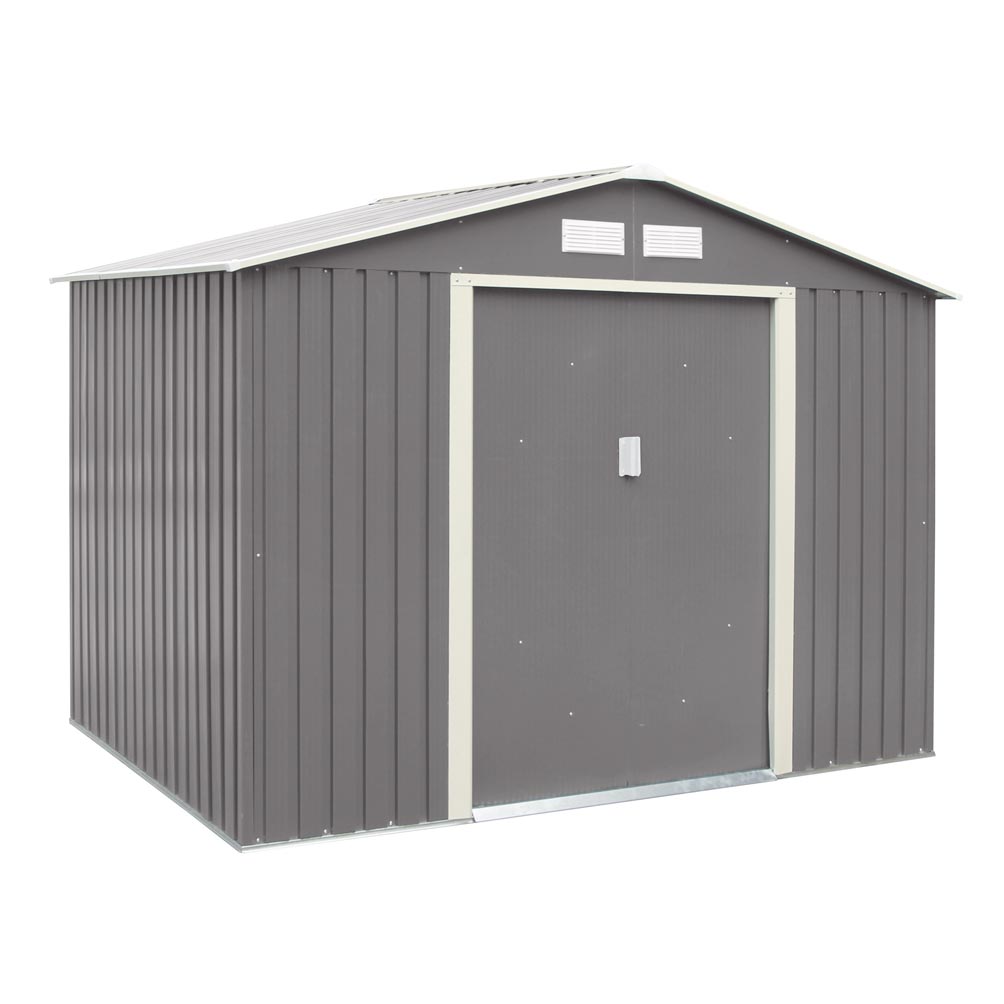 Rowlinson Trentvale Metal Apex Shed 8'x6' - Light Grey