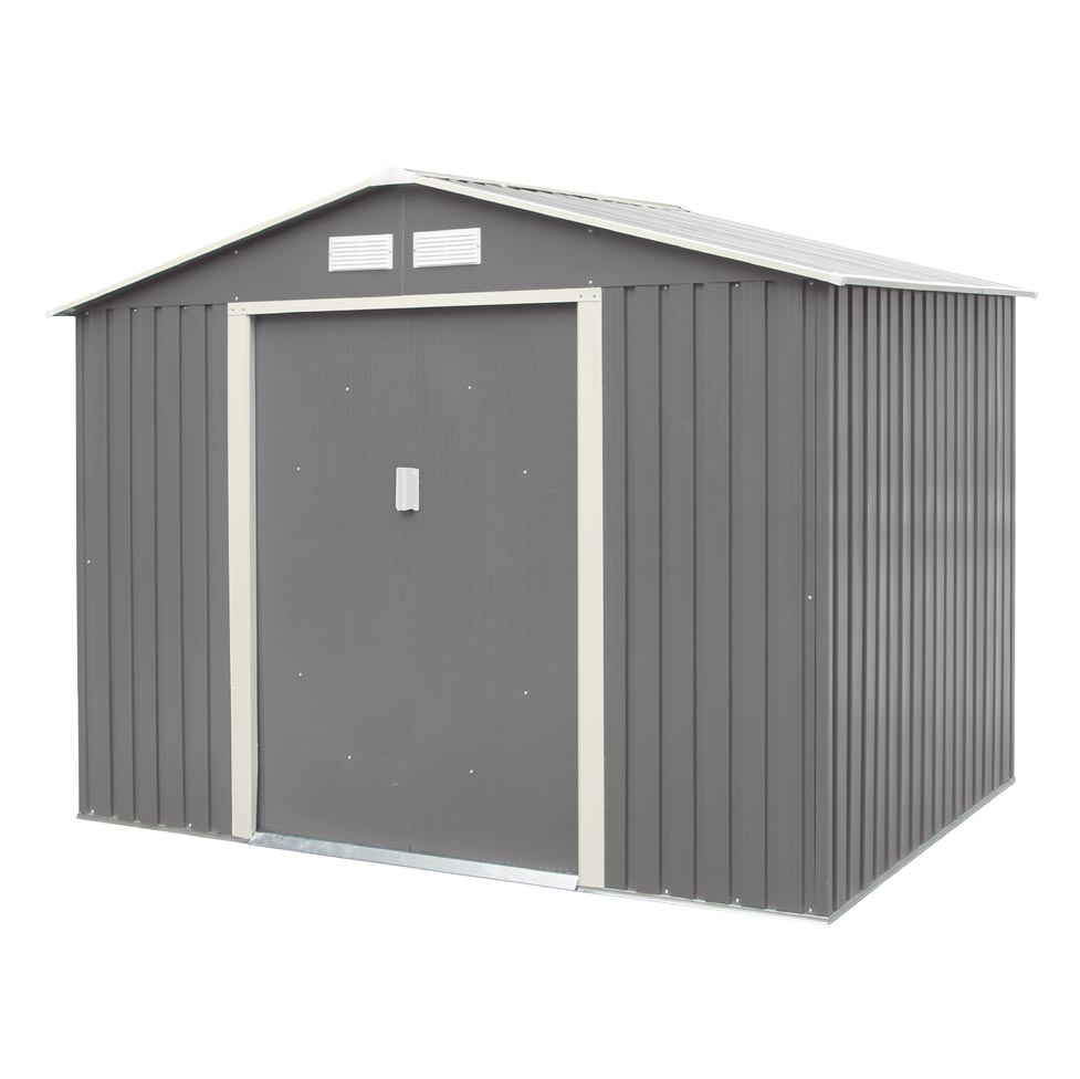 Rowlinson Trentvale Metal Apex Shed 8'x6' - Light Grey