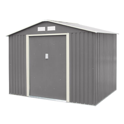 Rowlinson Trentvale Metal Apex Shed 8'x6' - Light Grey