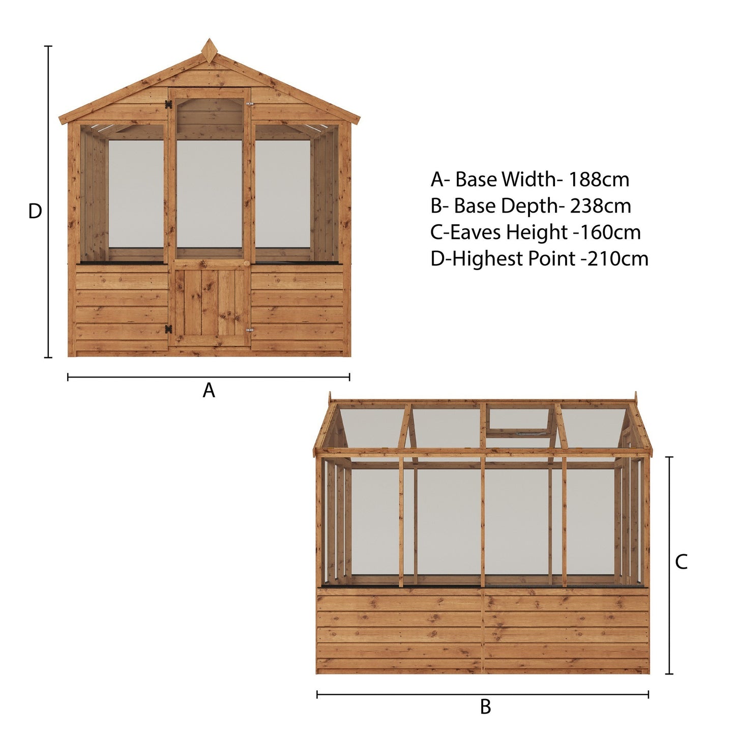 Evesham Wooden Greenhouse 8'x6'