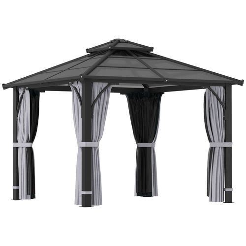 Outsunny 3x3(m) Hardtop Gazebo with Polycarbonate Roof & Sides