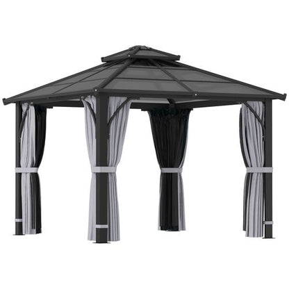 Outsunny 3x3(m) Hardtop Gazebo with Polycarbonate Roof & Sides