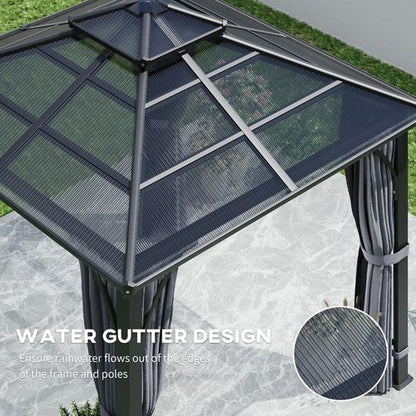 Outsunny 3x3(m) Hardtop Gazebo with Polycarbonate Roof & Sides