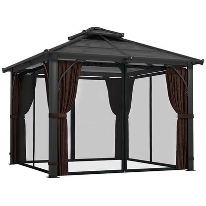 Outsunny 3x3(m) Hardtop Gazebo with Polycarbonate Roof & Sides